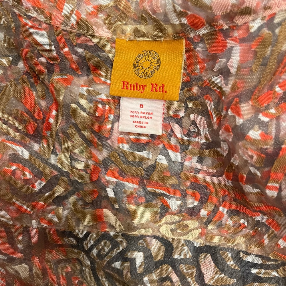 Ruby Rd Mesh Jacket Blouse Multicolor Orange - image 5